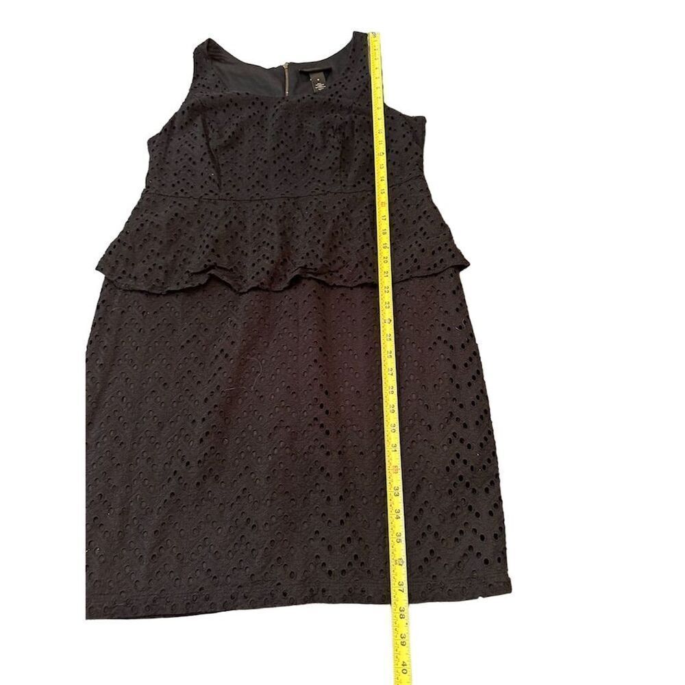 Lane Bryant Women's Size 16 Black Eyelet Peplum Knee Length Dress - Picture 4 of 10